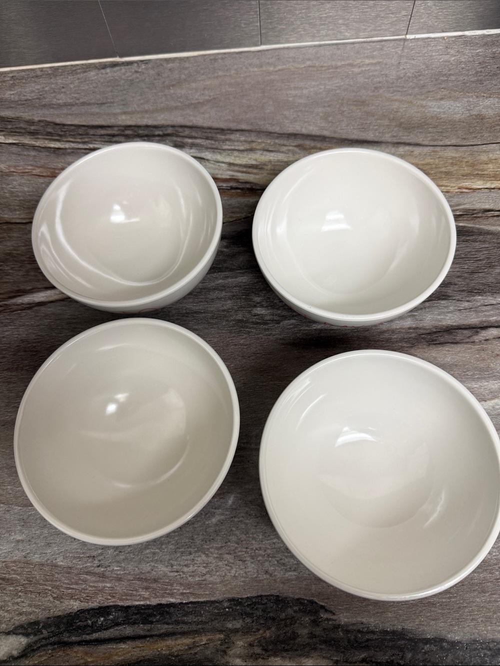 Rae Dunn White Melamine Bowls with Pink Script Set - Picture 3 of 8